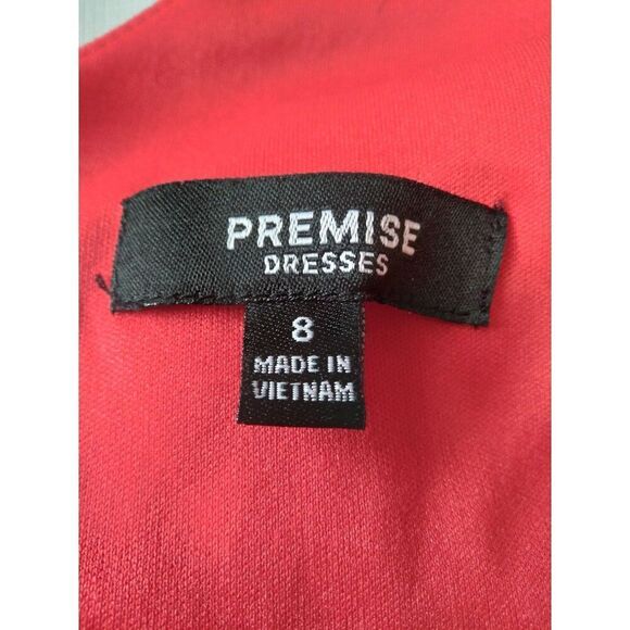 Premise Bright Red Sleeveless V-Neck Above Knee Length Sheath Dress Women's 8 - Picture 3 of 12